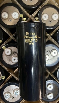 C 6800UF 450V สีดำSURGE 500Vdc ค่าผิดพลาด+-20% คาปาซิเตอร์แบบสกรูขันน็อต ขนาด7.5x19CM. Cหัวน็อต 6800