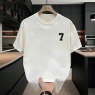 Trendy Round Neck All-Match Men Summer Pure Cotton Hong Kong Style 23 Printed t-Shirt Short-Sleeved 