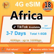 Africa 18 Countries （Excluding South Africa）eSIM 3-7Days Total1-5GB | Instant Email Delivery | High 