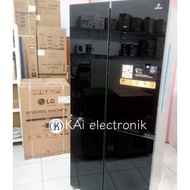 kulkas polytron 4 pintu PRS501 INVERTER black glass