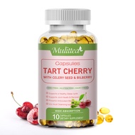 Mulittea Tart Cherry Uric Acid Cleanse Organic Celery Seed &amp; Bilberry Extract Joint Support Muscle Health Sleep &amp; Mobility Polyphenols Supplement