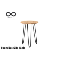 Infinity Cornelius Side Table / Tea Table / Metal Leg / Top Solid Wood (Natural / Walnut)