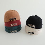 Solid Color Kids Docker Hat Cotton Drawstring Children Beanie Caps