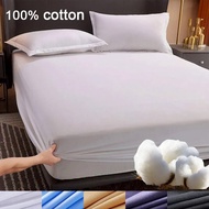 100% Cotton Mattress Protector Cover With Elastic Band Solid Fitted Bed sheet for Single Double Full Queen King Size