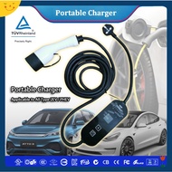DM EV Car Charger Type 2 Portable Charger 3 pin plug 5/10 Meter UK Socket, 3.26kwh for Tesla, Proton