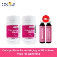 （Hot sale）OSwell Collagen Maxx for Anti-Aging with FREE 2 Gluta Maxx Vials for pinkish glow FDA APPR