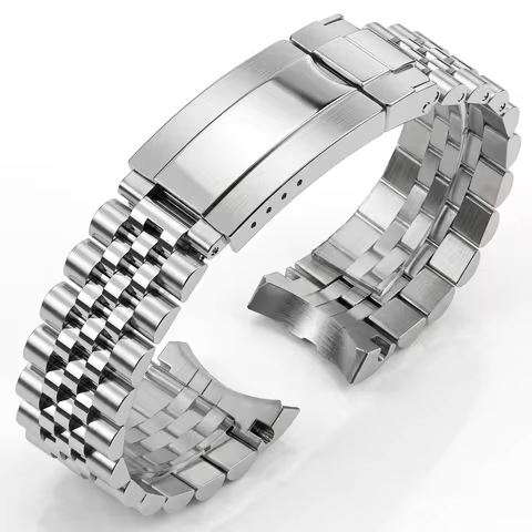 Premium 904L Solid Stainless Steel Watch Band 20mm Curved End 3-Link Metal Bracelet for Men Diver Wa