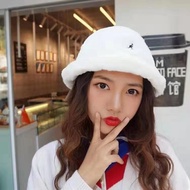 Lamb Wool Bucket Hat Embroidery Cute Warm White Plush Fur Bucket Hat Basin Hat WW2L
