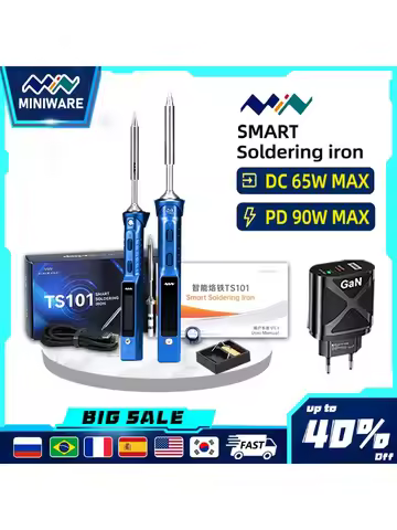 Miniware TS101 Smart Soldering Iron Pen OLED Programmable for Phone PC Repair USB-C Power Delivery 9