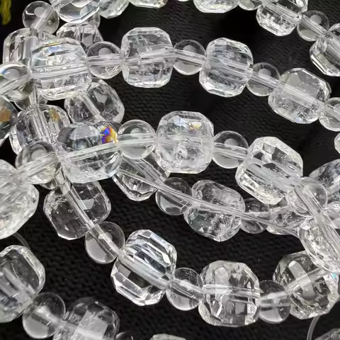 Prestyle Meihan Natural Azeztulite Crystal Faceted Cube High Frequency Quartz Beads for DIY Jewelry 