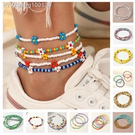 Colorful Czech Glass Seed Beaded Anklet Bracelet Set Cute Star Moon Metal Pendant Handmade Beads Foot Bracelet For Woman Gift