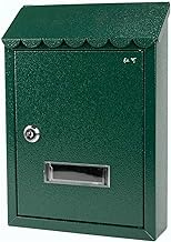 Metal Mailbox Vintage Post Box Outdoor Garden Porch Drop Box with Lock and Key Parcel Box Wall Mount Suggestion Box