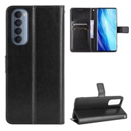 Luxury Crazy Horse PU Leather Casing Oppo Reno 4 Pro Flip Cover Oppo Reno4 4G Lanyard Card Holder Wallet Case