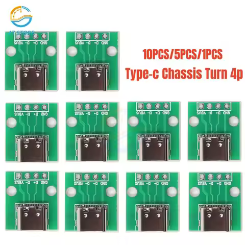 10/5/1pcs USB Type-C Breakout Board Jack 3.1 Female Connector Jack Charging Port Socket With solder