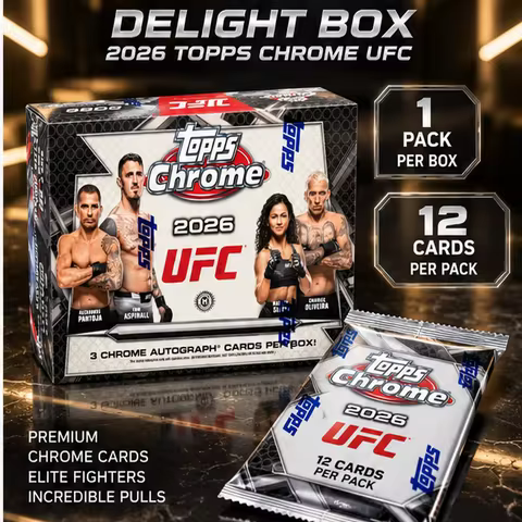 2026 Topps Chrome Combat Sports Delight Box, 1 Pack Per Box, 12 Cards Per Pack, Premium Fight Tradin