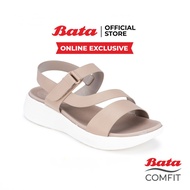 Online Exclusive Bata บาจา รองเท้าแบบสวมรัดส้น ส้นแบน สำหรับผู้หญิง สีเบจ 5808234 สีดำ 5806234