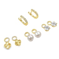 S917 GPLTD SET 1 HOOP 3 SET CLVR CZ PEARL ERRINGS 6.1 G