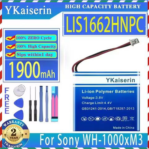 YKaiserin 1900mAh Replacement Battery LIS1662HNPC (SP 624038) For Sony WH-XB900N WH-XB910 WH-1000xM3