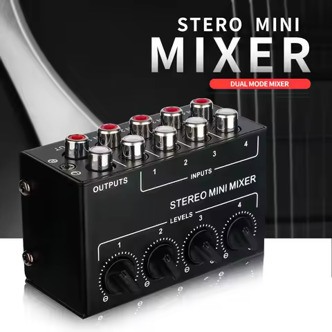 CX400 Mini Passive Stereo Mixer Stereo Dispenser for Live Studio DJ Equipment RCA 4-Channel Small Au