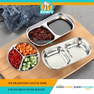 2 Grid/3 Grid Sauce Plate Seasoning Plate Stainless Steel Sauce Dish  Tableware Pinggan Sos