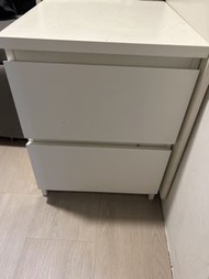 白色雙抽屜床頭櫃