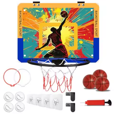 Large Indoor Basketball Hoop for 40x30cm Backboard with 3 Installation Modes Door Hooks Suction Cups