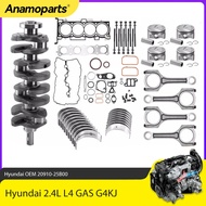 Engine Overhaul Rebuild Crankshaft & Rods & Bolts & Gasket Set Fit 2.4 L G4FJ For Hyundai Sonata Kia