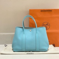 🍁全新閒置 Hermes愛馬仕garden party花園包36 馬卡龍藍 T刻 尺寸36×26×17