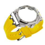 Lajdbd Tương thích với GA-2100 GA-B2100 GA-2110 Đồng hồ chải vỏ Thép không gỉ Dây đeo cao su phụ kiệ