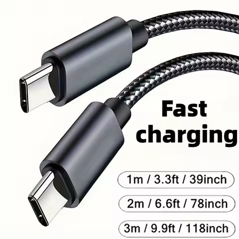 60W Quick Charger Type C To Type C 1M 2M 3M Cables PD Fast Charger Data Cable