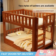 BabyDairy Kids Bunk Bed Full Solid Wood - Same Width Double Decker with High Guardrail, Safe Twin Lo