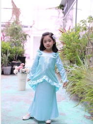 ( RAYA SALE 2020 ) BAJU KURUNG MODEN SEQUINE MINT GREEN  KIDS 1T-12T/KANAK-KANAK PEREMPUAN/MUSLIMAH 