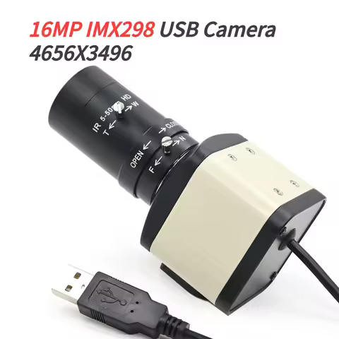 HD 16MP USB Camera With 5-50mm 2.8-12mm Varifocal CS Lens,IMX298 4656X3496 10fps,For Image Recogniti