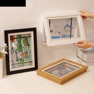 AUBREY1 Magnetic Flip Photo Frame, A4/A3 Elastic Straps Flip Art Photo Frame, Multifunctional Front 