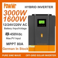PowMr Wide Voltage 3KW 1.6KW 12V 24V Inverter Built in MPPT 80A Solar Charger 220V/230V AC Max PV 45