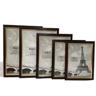 Photo Frame Size A4 / 10R / 11R / 12R / A3 - Dark Brown Red With Gold Line (1pc)