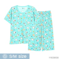 Josilins ชุดนอน ชุดอยู่บ้าน ผู้หญิง เสื้อแขนสั้น ขาสี่ส่วน ผ้ายืด SM 2025