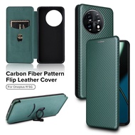 For OnePlus 11 5G Case Carbon Fiber Flip Leather Cover OnePlus11 One Plus 11 CPH2451 6.7" With Lanyard Ring Wallet Stand Coque