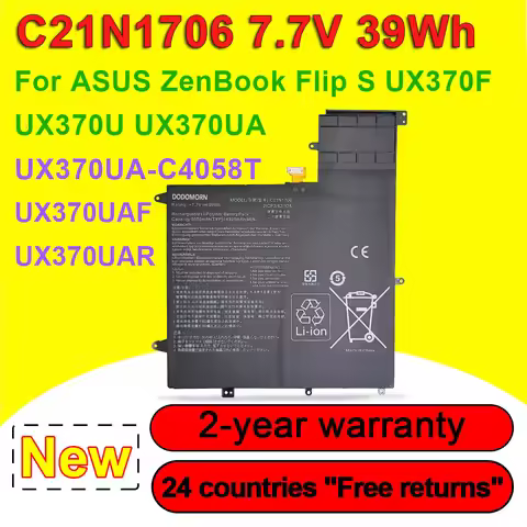 C21N1706 Laptop Battery For ASUS ZenBook Flip S UX370F UX370U UX370UA UX370UAR UX370UAF Series 2ICP3