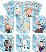 24PCS 9"x6" Cartoon Frozen Make-a-face Stickers for Kids Teens, Mixed & Matched with 8 Designed Char