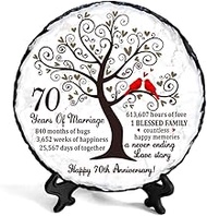 Bozspacer Platinum Couple Slate Plate – 70th Wedding Gifts for Parents & Couples – Unique 70th Ideas