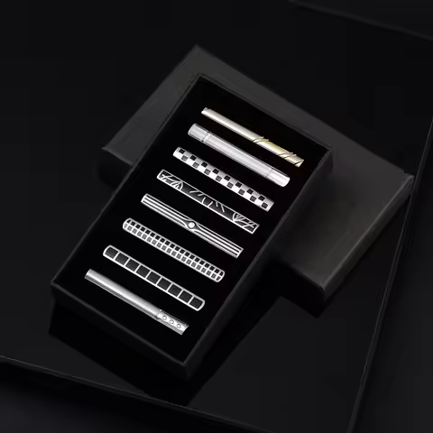 1/8 PCS Tie Clip Set To Man Shirt Business Tie Clip For Men Minimalist Black Tie Pin Pisa Ties Men's