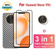 Huawei Nova Y91 Screen Protector Tempered Glass For Huawei P60 P30 P40 P50 Pro Nova 11 Y71 9 10 SE Pro 5G Mate 50 40 30 Pro Full Coverage Glass Film + Camera Lens Glass Protector