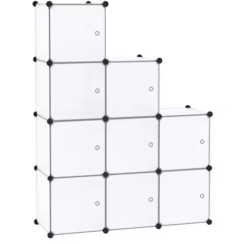 Cube Storage Organizer with Doors, 9Cube Shelves, Closet Cabinet, DIY Plastic Modular Bookshelf Idea