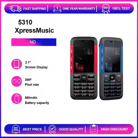 Refurbished Unlocked 5310 XpressMusic 2MP Bluetooth Loudspeaker Phone Russian Arabic Hebrew Keyboard
