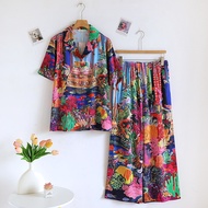 ชุดนอน Muslin Pajamas Silk Satin รุ่น Reef Parade (T5163) | ชุดนอนชุดเที่ยวชุดนอนผู้หญิง