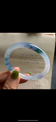 冰種翡翠玉鐲 天然翡翠 緬甸A玉玉鐲 • 冰種紫藍飄花翡翠貴妃鐲