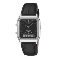 [Watchwagon] Casio AQ-230EL-1A Retro Black Dial Black Leather Strap Analog Digital Gents Watch aq-23