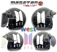 HELM BOGO BTS HITAM PAKET KACA