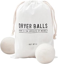 Santa Barbara Design Studio Wool Dryer Balls Natural Fabric Softener Woolly Ball Set in Muslin Storage Bag, 6-Pack, Opposite of Wrinkly